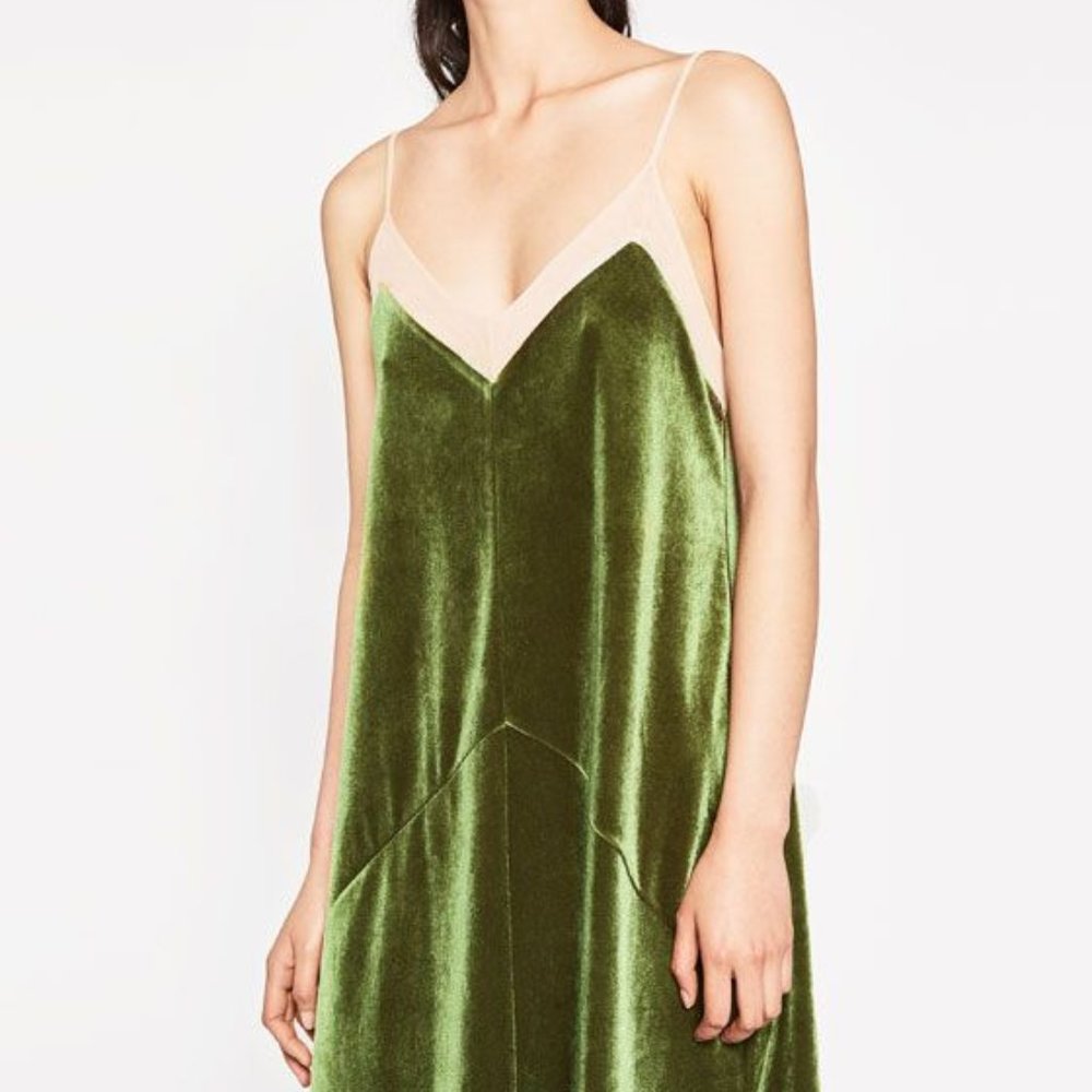 Zara Trafaluc mesh and velvet slip dress - S